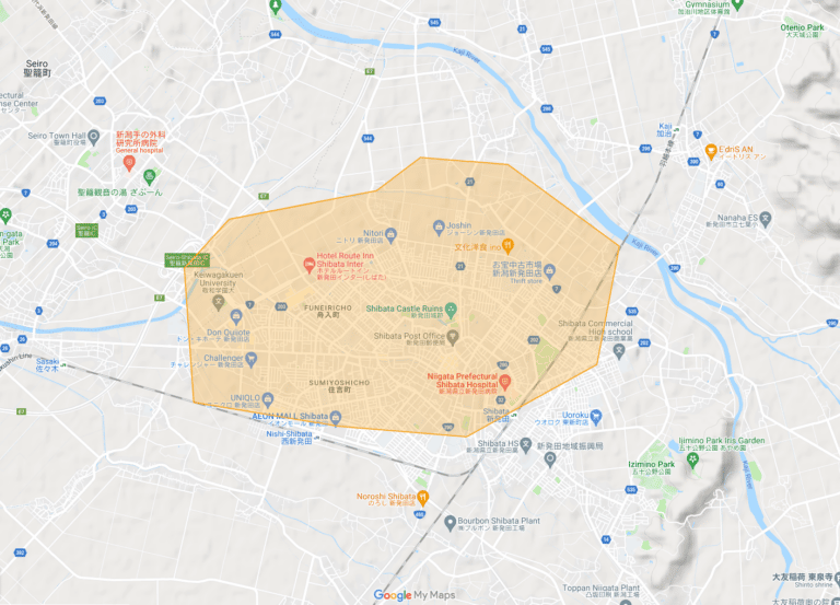 新発田市でUber Eats（ウーバーイーツ ）が利用出来るエリア